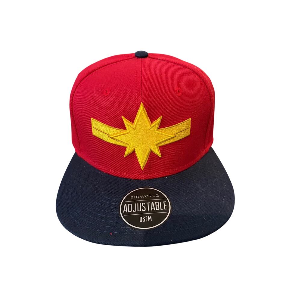 Captain Marvel Star Symbol Logo Adjustable Hat Red by Bioworld- NEW 15% Wool